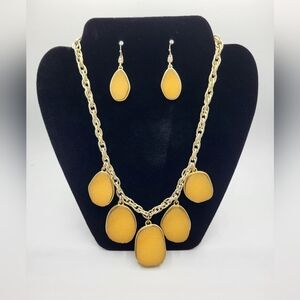 Ann Taylor Toggle Sparkle/Matte Stone Necklace/Earrings Set